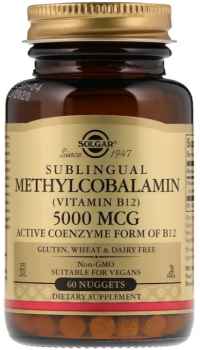 Solgar Methylcobalamin 5000 мкг Витамин B-12, 60 растворимых таблеток
